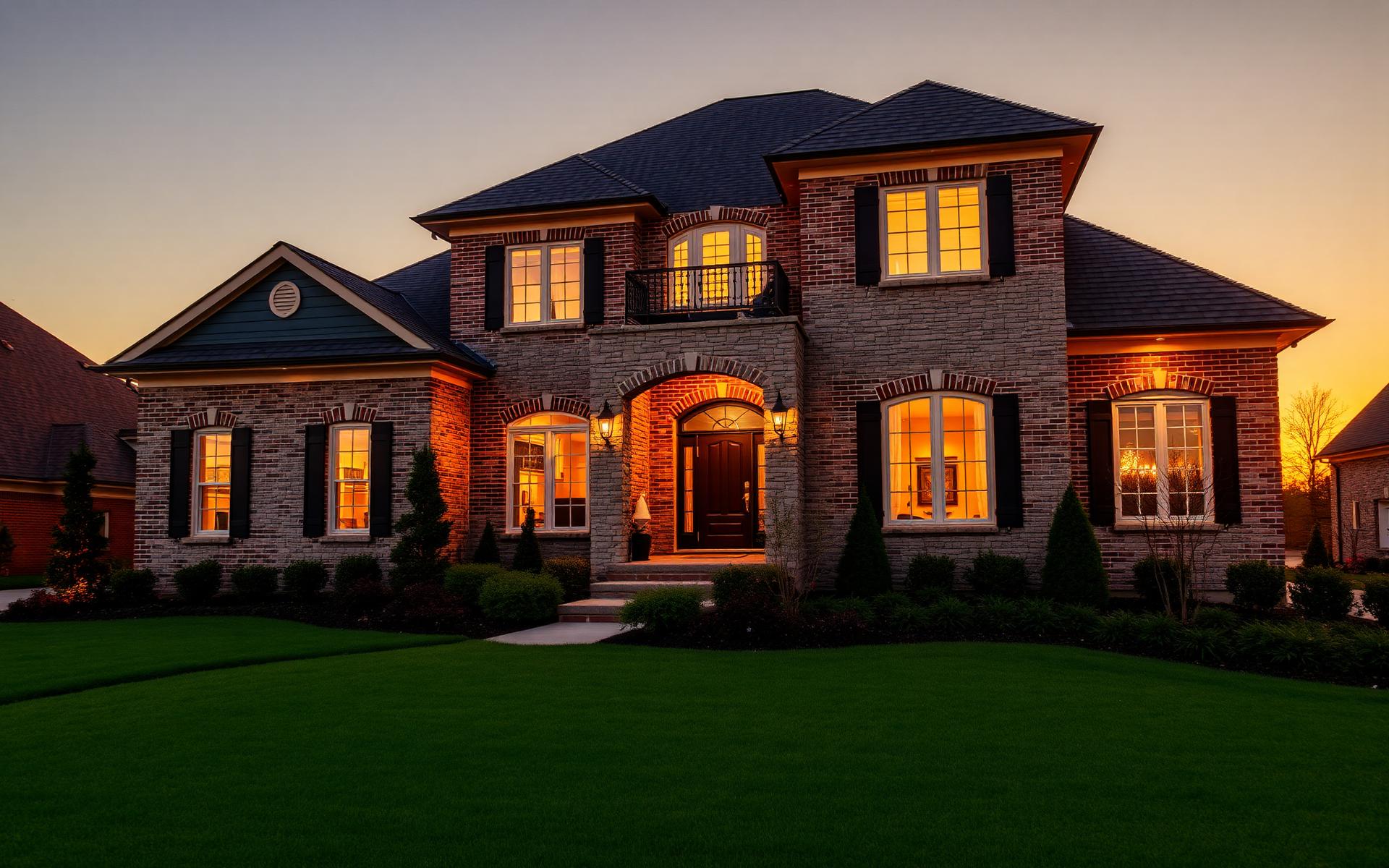 Luxury new construction home in Amherst, McDonough Georgia at dusk